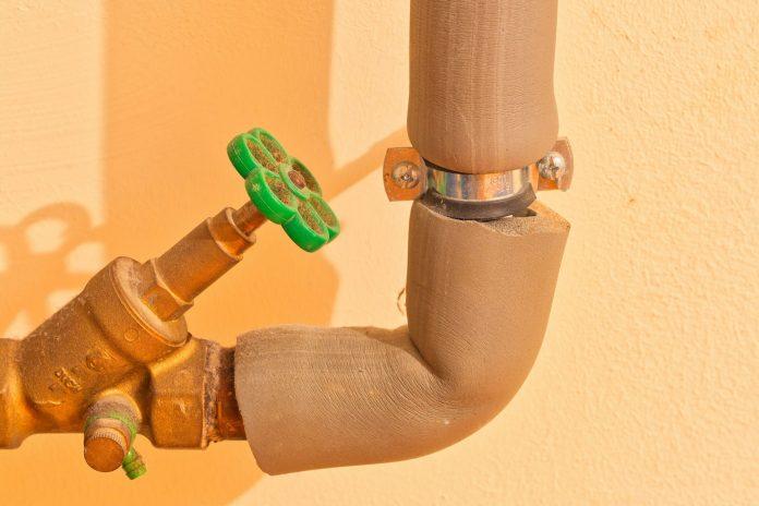 dusty water pipe shut-off valve